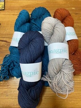 Magpie Fibers Wool Yarn Set in Teal, Navy, Cream & Rust